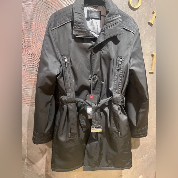 Jeremy Boy Black Trench CoatSize MBelted Winter JacketZip Detail winter
